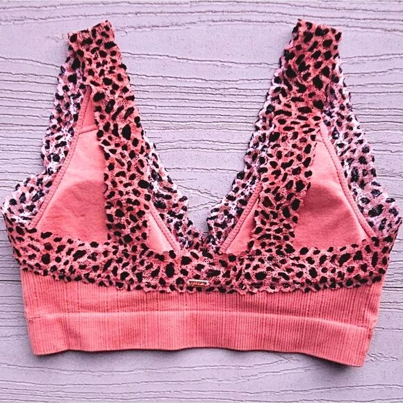 Victoria's Secret PINK padded brown leapord lace bralette bra small 32B - Picture 6 of 11